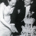 Mr. and Mrs. Bata cutting their wedding cake
